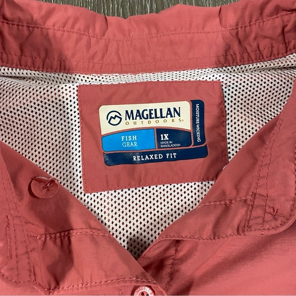 MAGELLAN fishing gear relaxed fit pink long sleeve collar button front size 1X - Picture 2 of 7